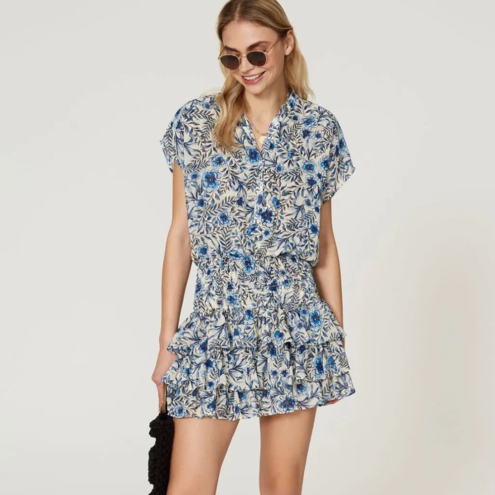 MISA Los Angeles Floral Smocked Mini Dress (Size S)